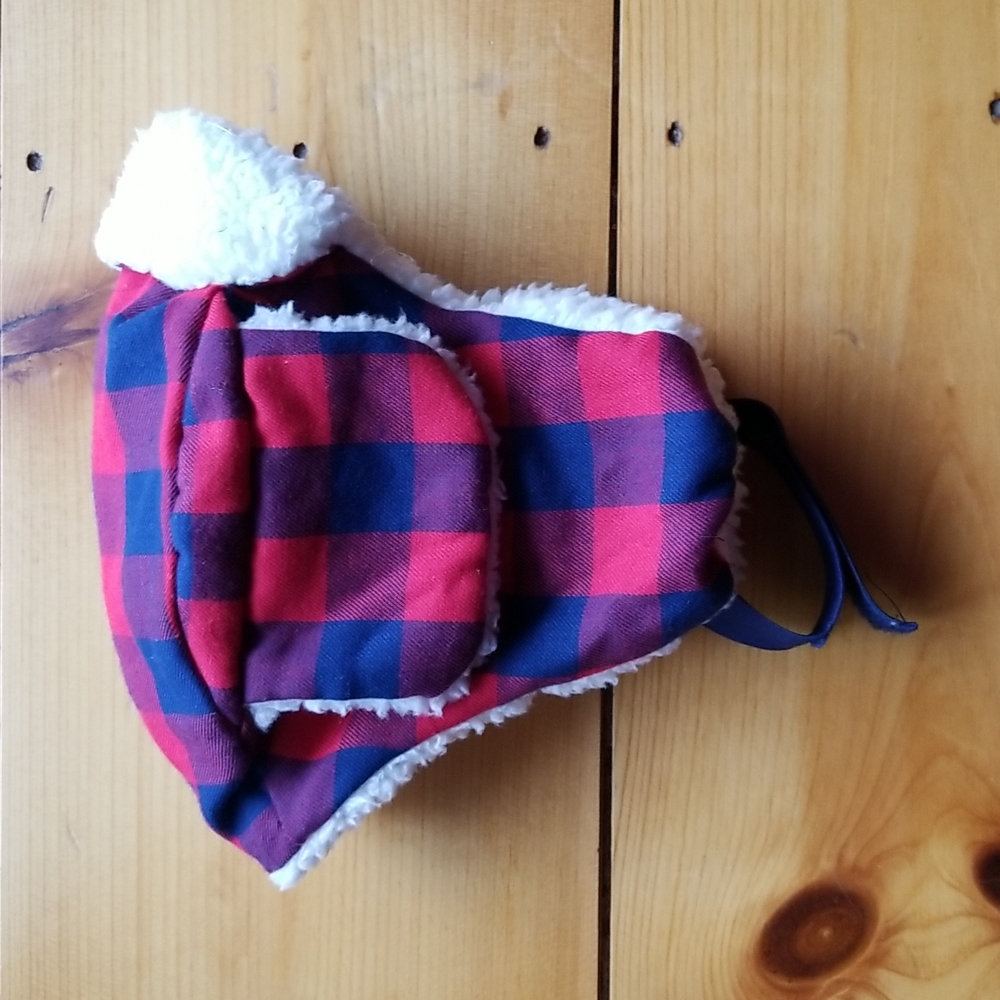Plaid Dog Coat w/Sherpa Lining-Red/Navy.